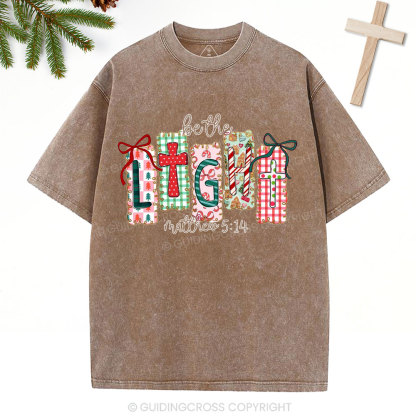 Be The Light Christian Christmas Washed T-Shirt