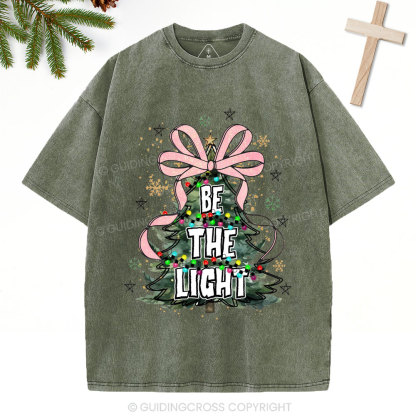 Be The Light Christian Christmas Washed T-Shirt