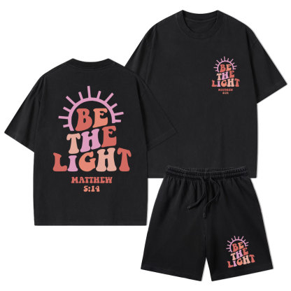 Be The Light Christian Washed T-Shirt & Shorts