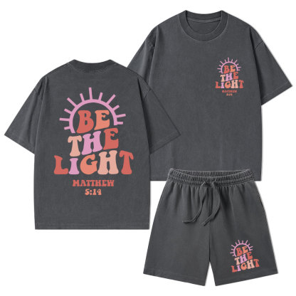 Be The Light Christian Washed T-Shirt & Shorts