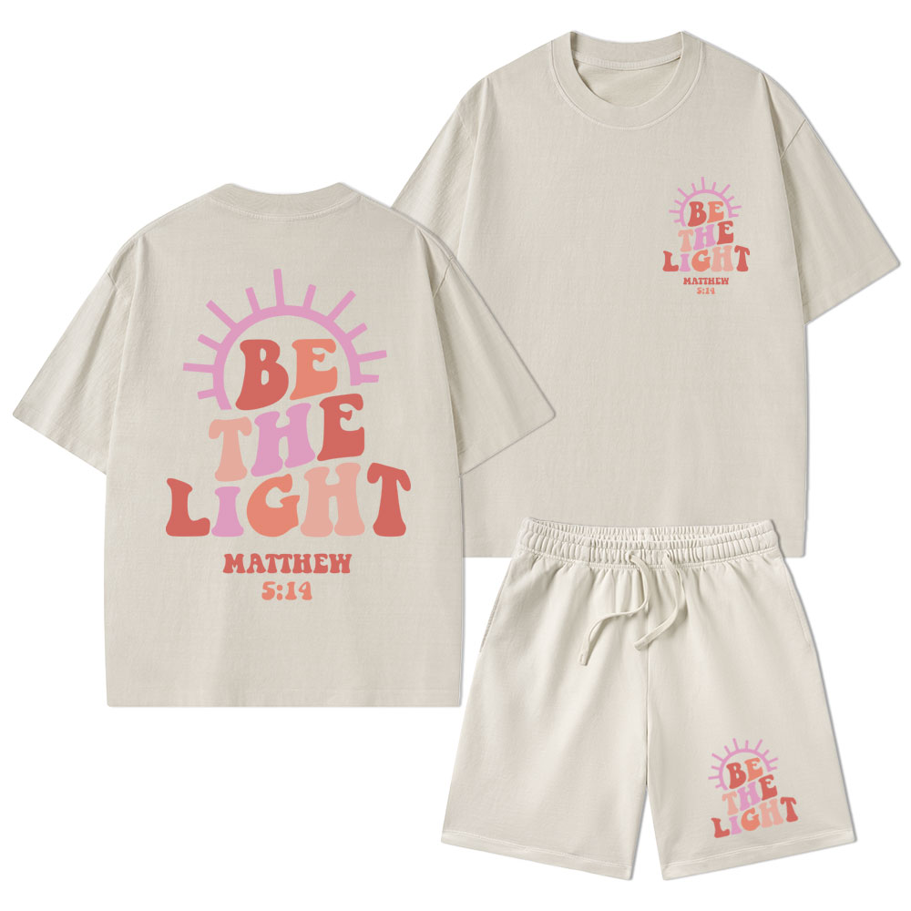 Be The Light Christian Washed T-Shirt & Shorts