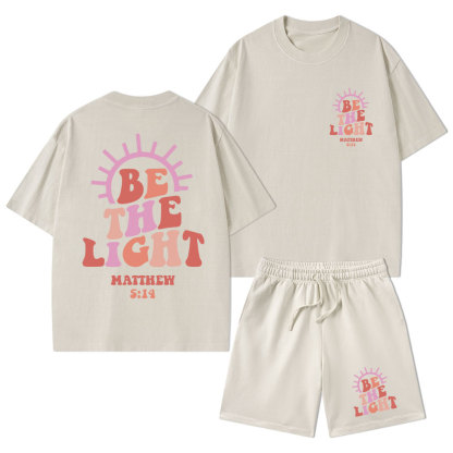 Be The Light Christian Washed T-Shirt & Shorts