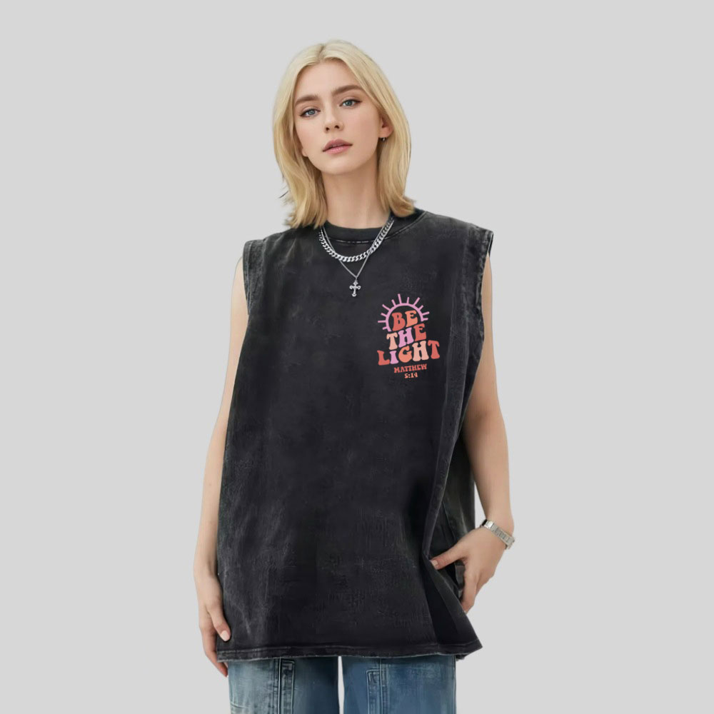 Be The Light Christian Washed Tank Top