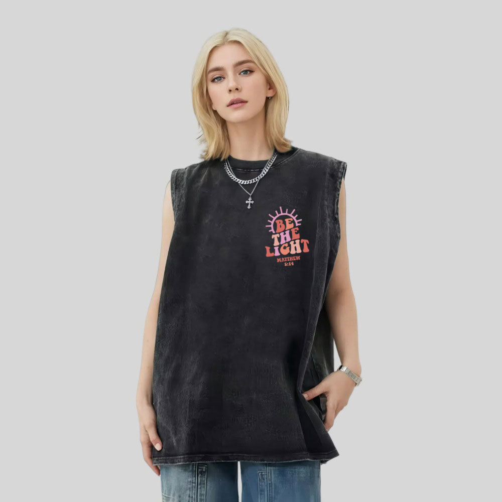 Be The Light Christian Washed Tank Top