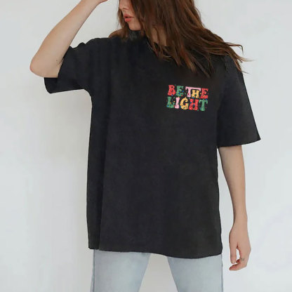 Be The Light Christmas Christian Washed T-shirt