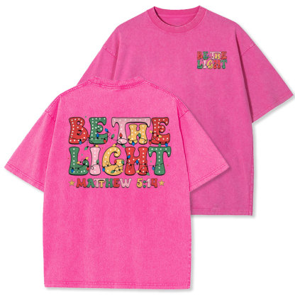 Be The Light Christmas Christian Washed T-shirt