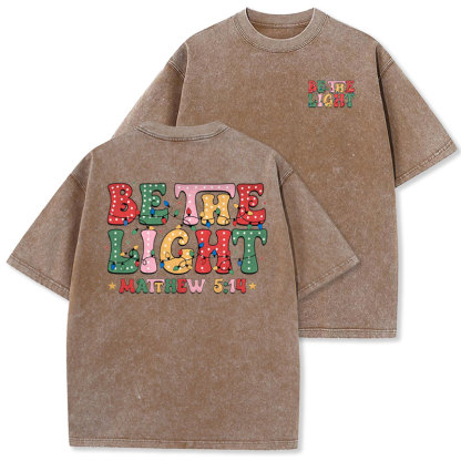 Be The Light Christmas Christian Washed T-shirt