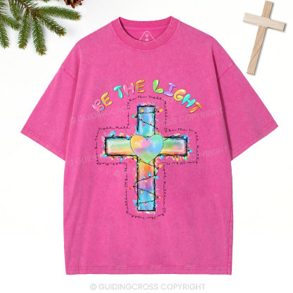Be The Light Cross Christian Washed T-Shirt