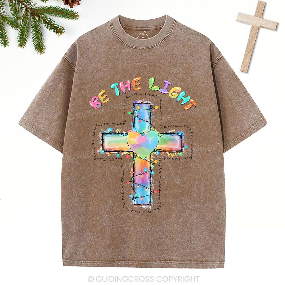 Be The Light Cross Christian Washed T-Shirt