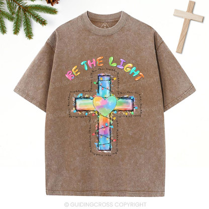Be The Light Cross Christian Washed T-Shirt
