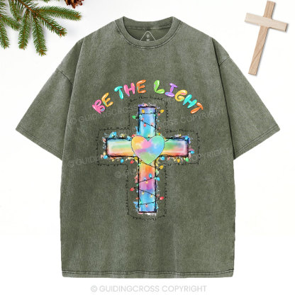 Be The Light Cross Christian Washed T-Shirt