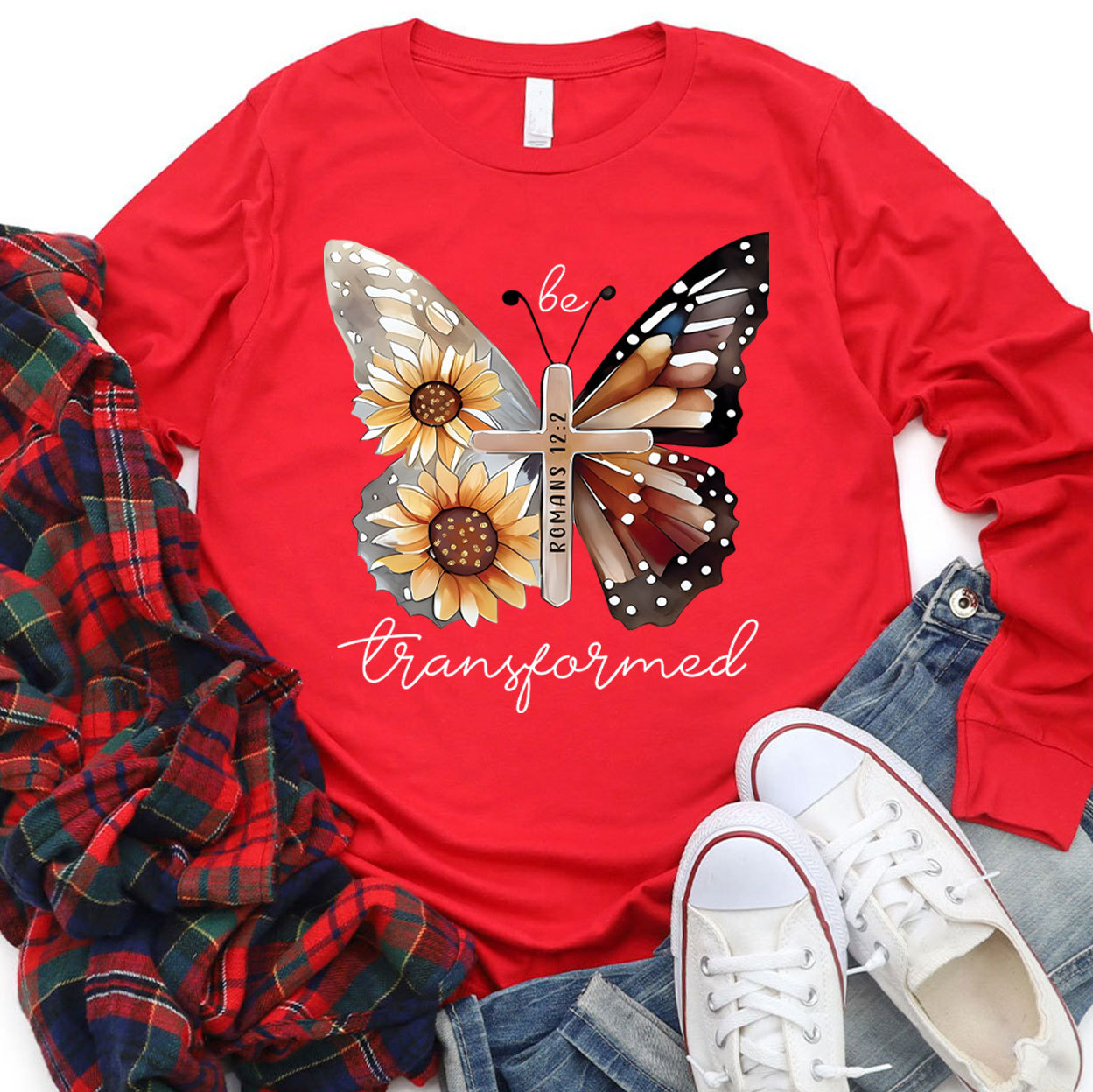 Be Transformed Butterfly Christian Long Sleeve T-Shirt