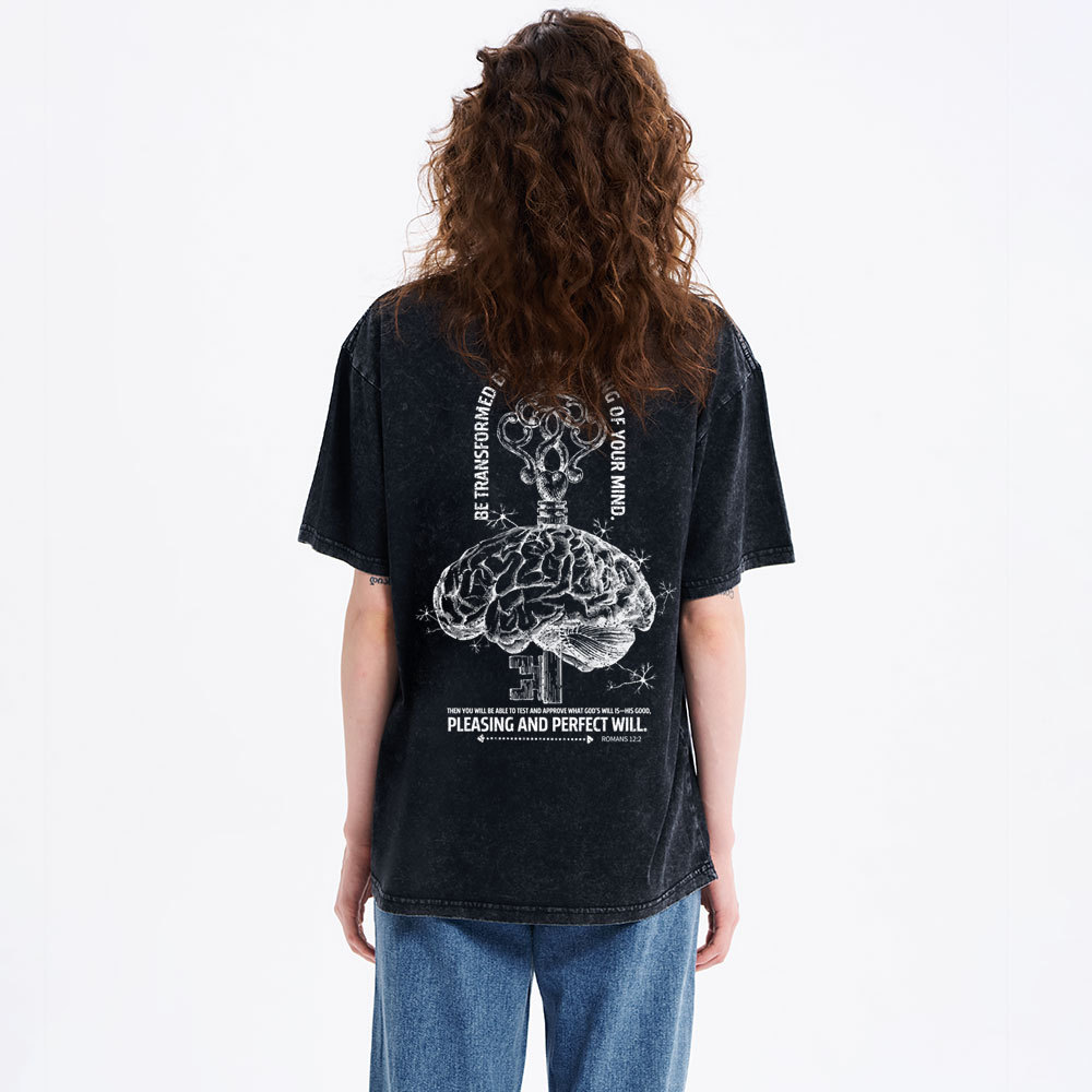 Be Transformed By The Renewing Of Your Mind Christian Washed T-Shirt