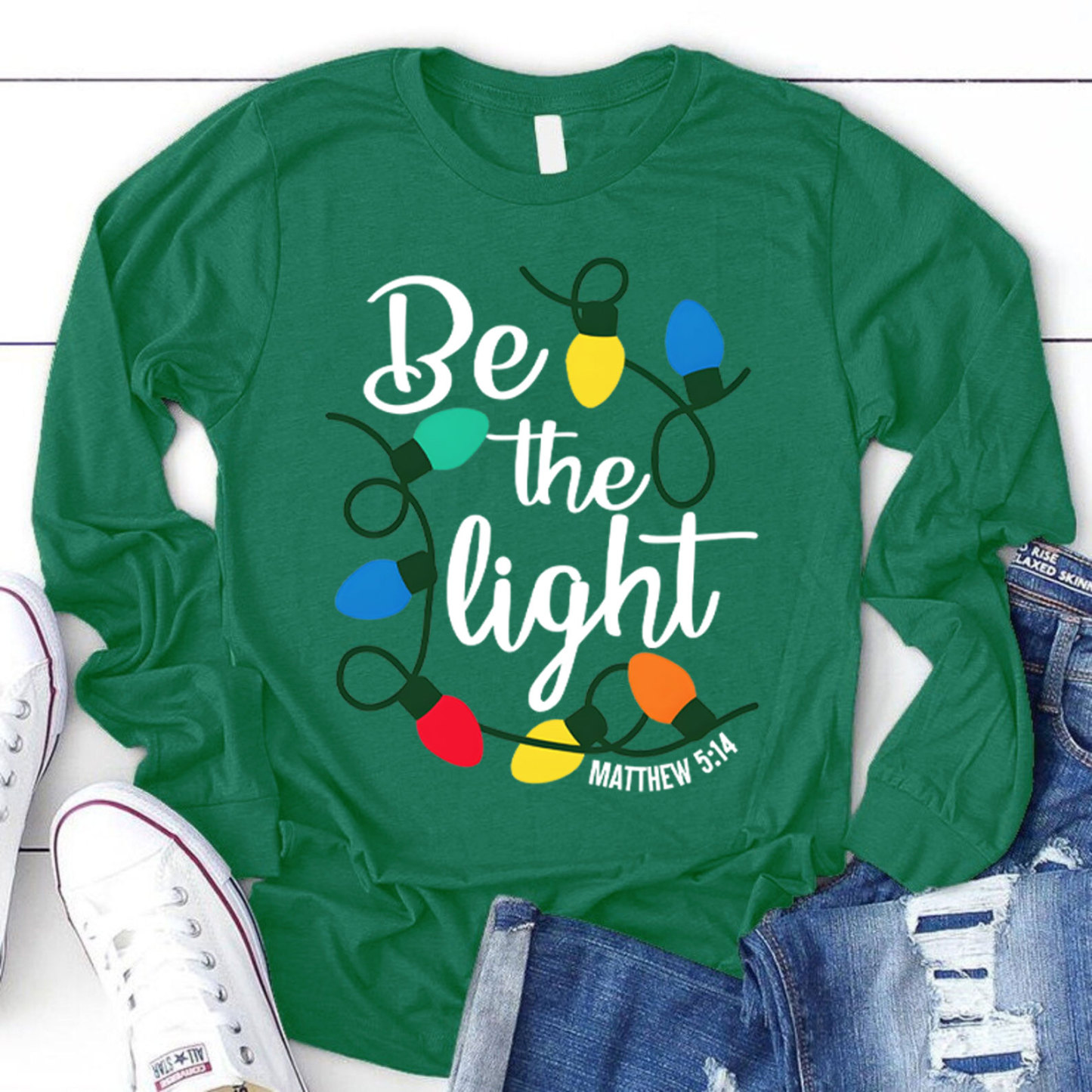 Be The Light Christian Christmas Long Sleeve T-Shirt