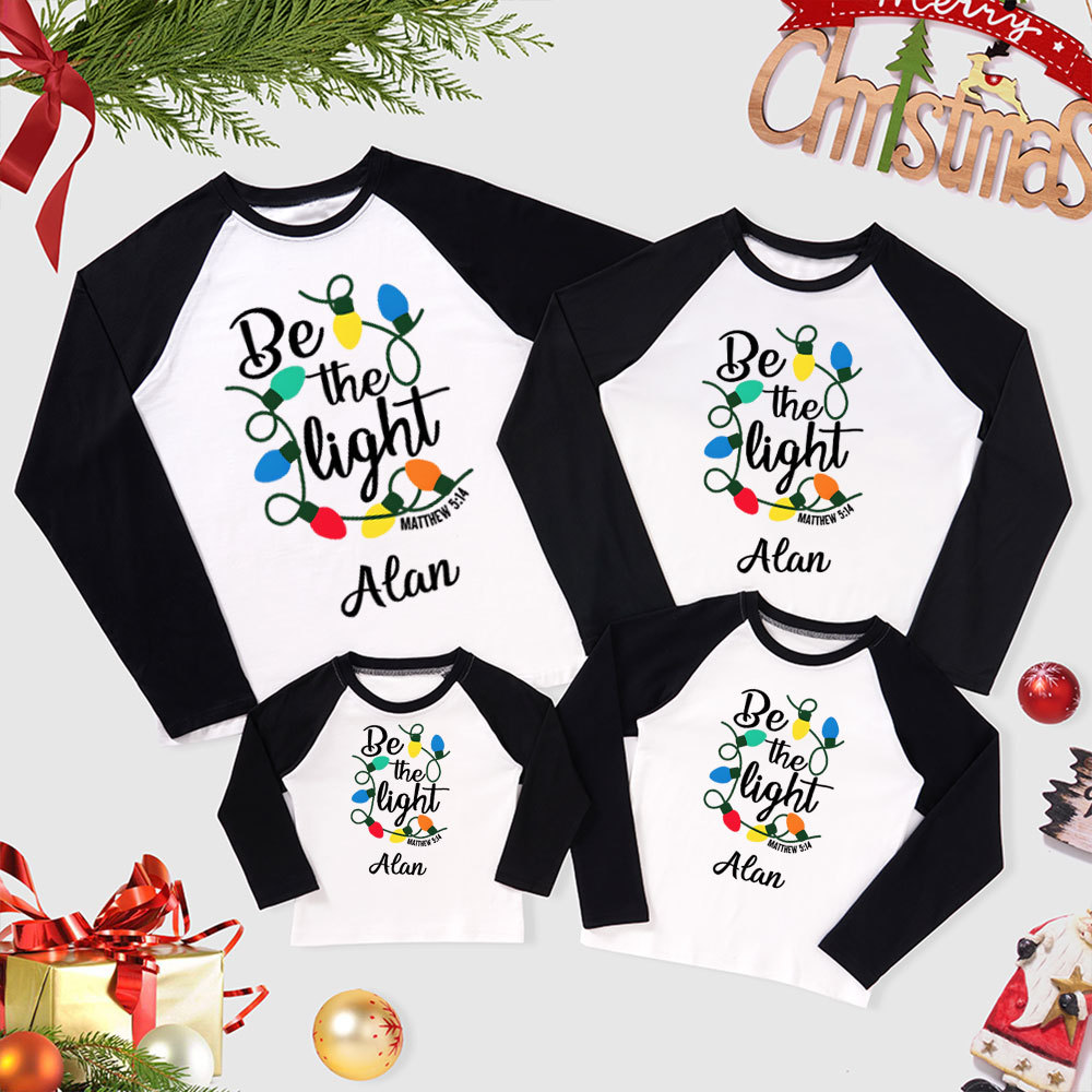 SAMPLE Christmas Letters Family Raglan Long Sleeve T-Shirt Sale - GuidingCross