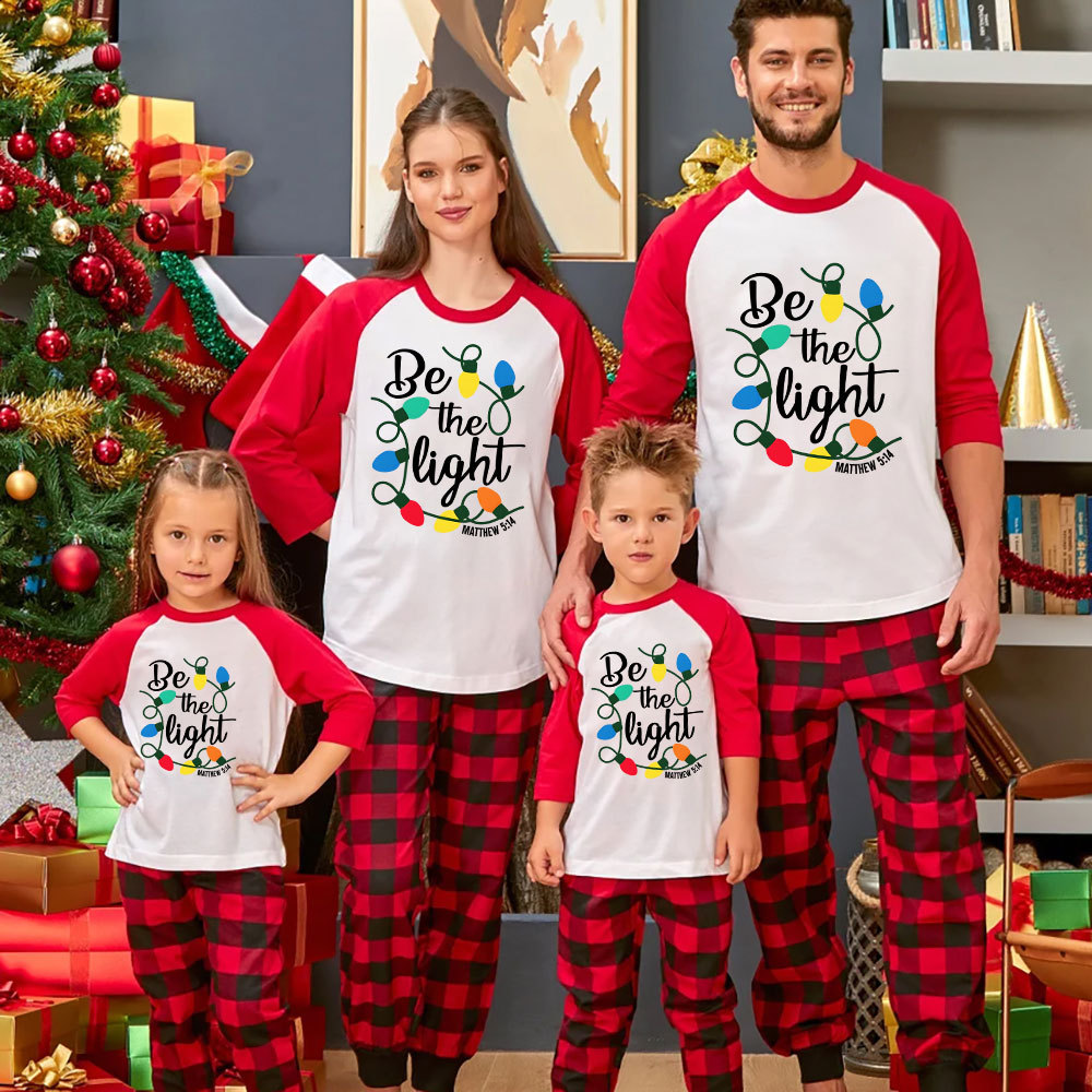 Be the Light Christmas Christian Letters Family Raglan Long Sleeve T-Shirt