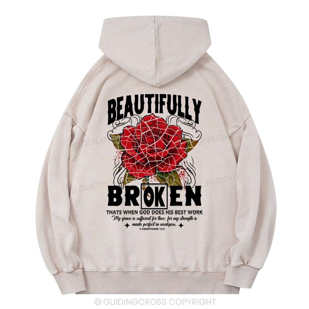 Beautifully Broken Christian Washed Hoodie