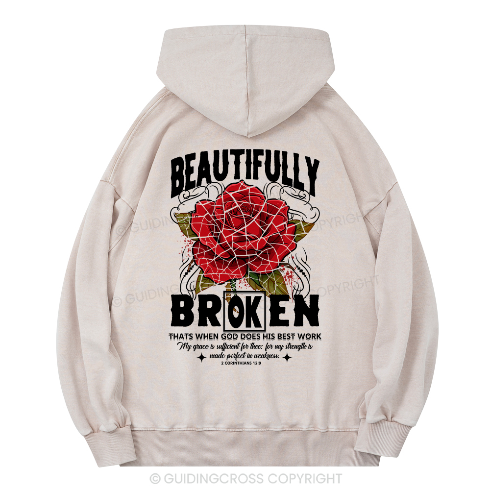 Beautifully Broken Christian Washed Hoodie