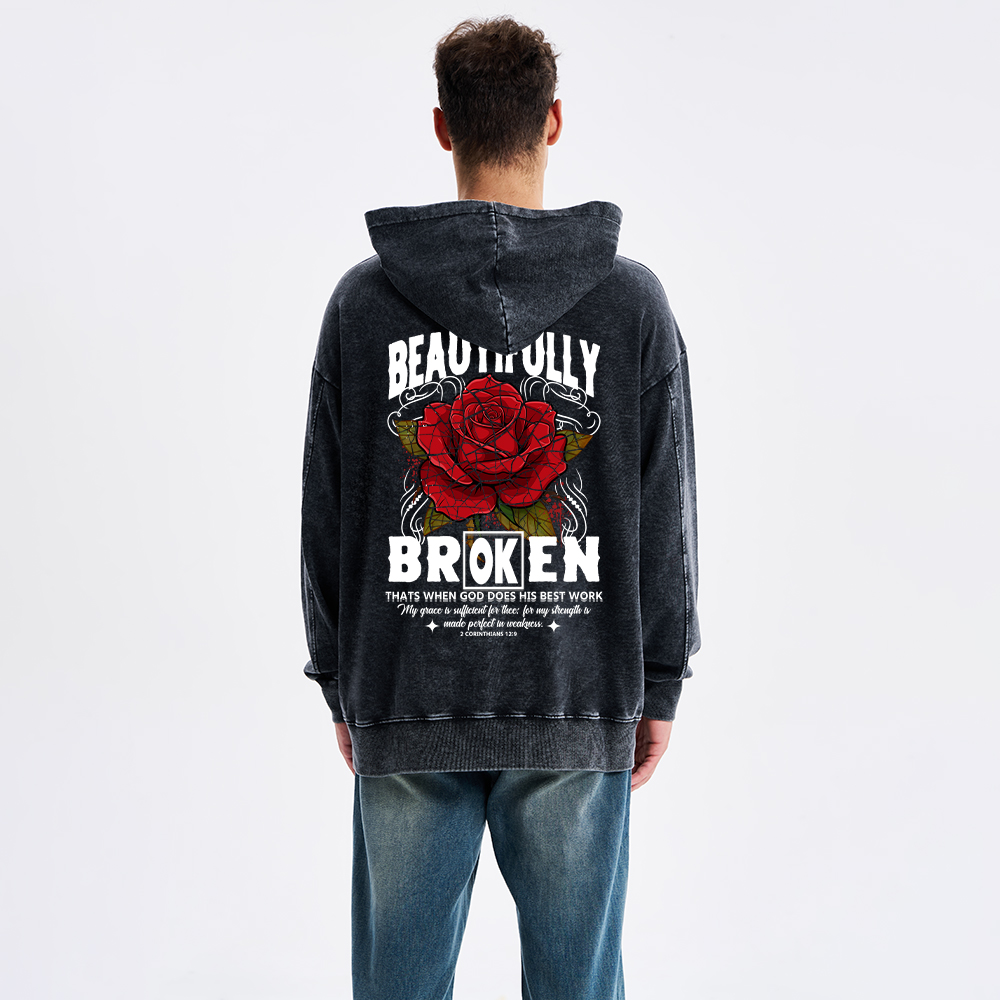 Beautifully Broken Christian Washed Hoodie