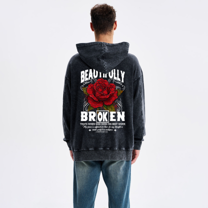 Beautifully Broken Christian Washed Hoodie