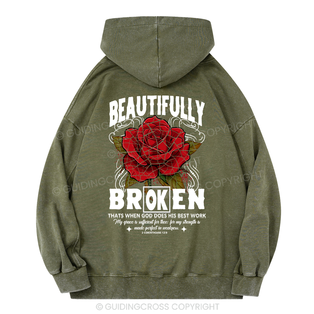 Beautifully Broken Christian Washed Hoodie