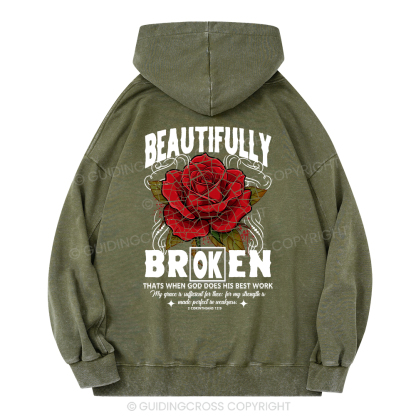Beautifully Broken Christian Washed Hoodie