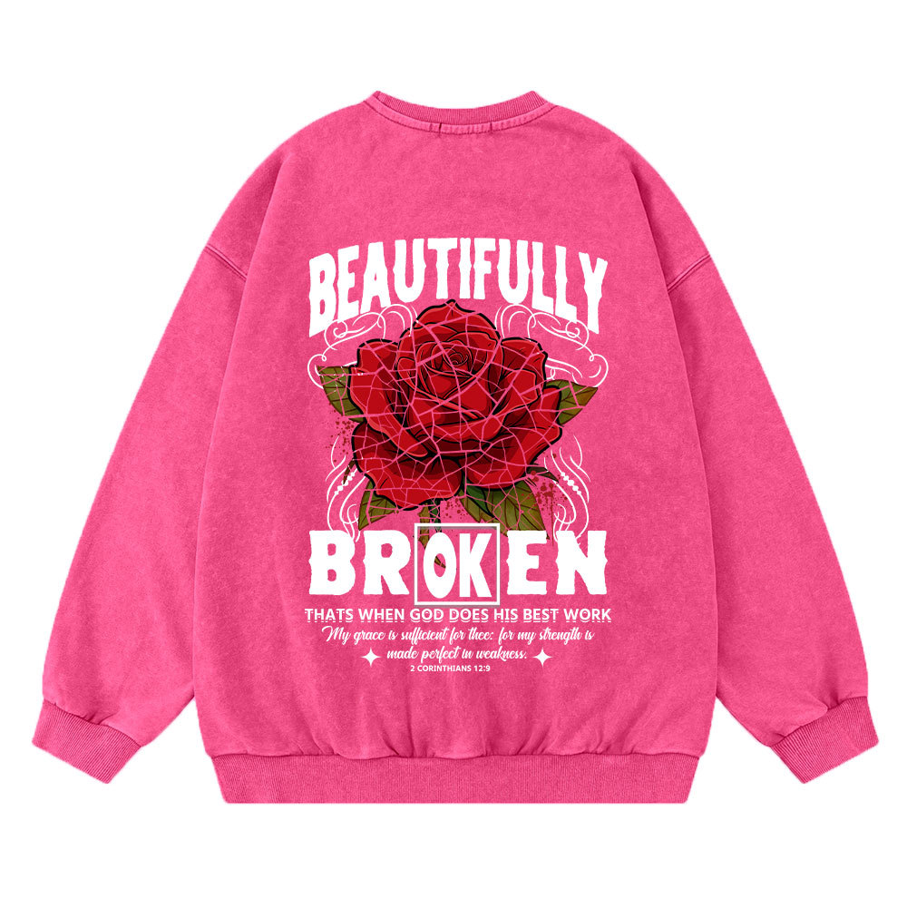 Beautifully Broken Christian Washed Sweatshirt
