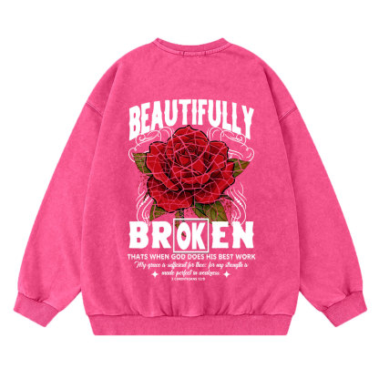 Beautifully Broken Christian Washed Sweatshirt