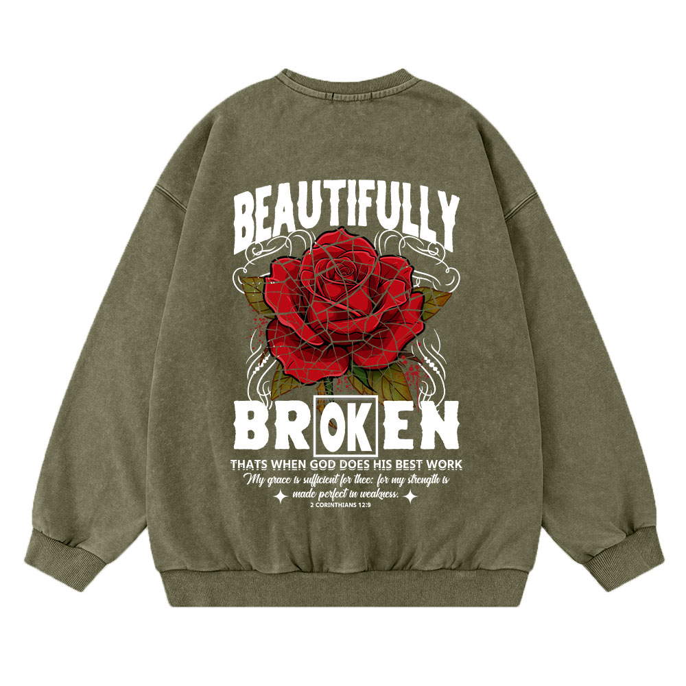 Beautifully Broken Christian Washed Sweatshirt