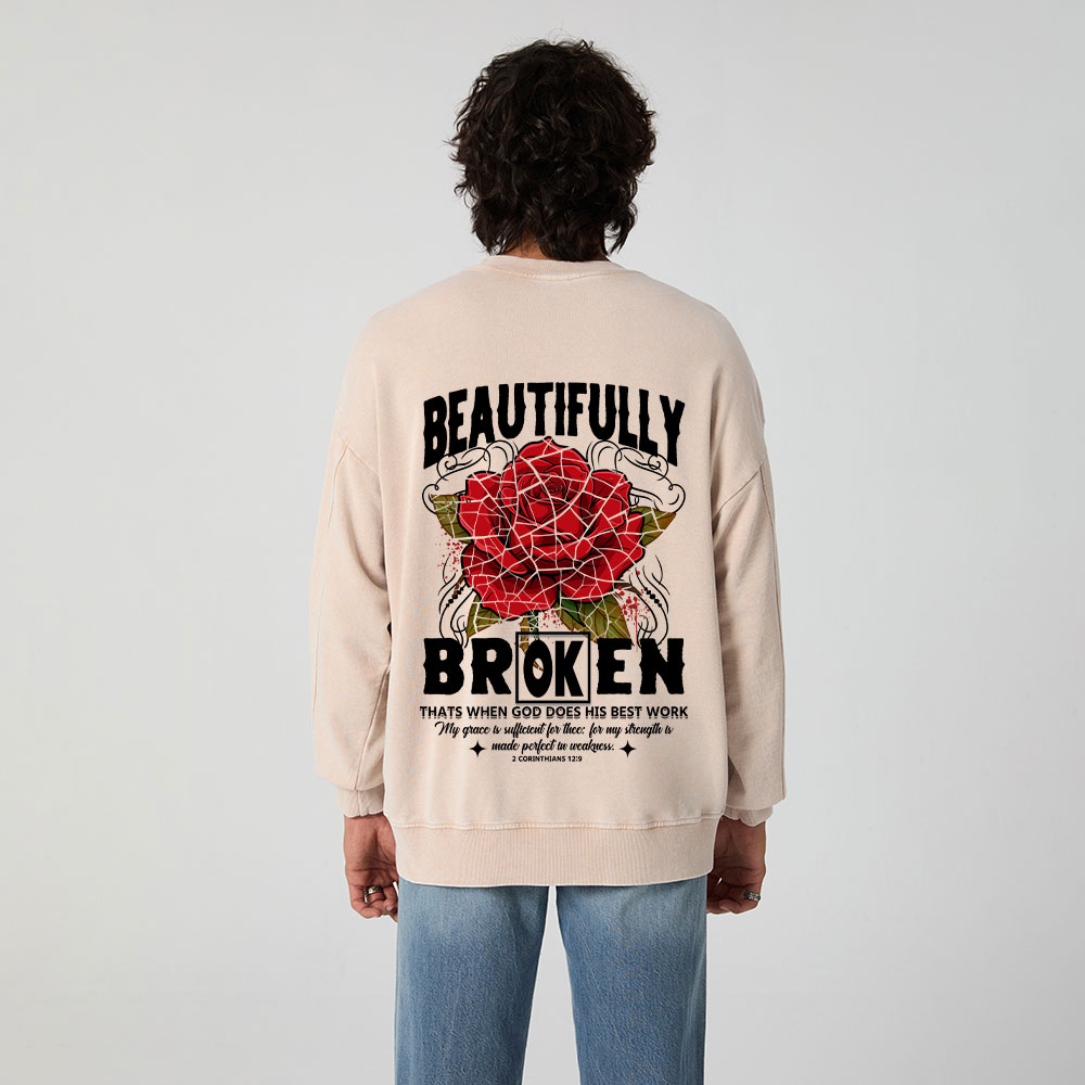 Beautifully Broken Christian Washed Sweatshirt