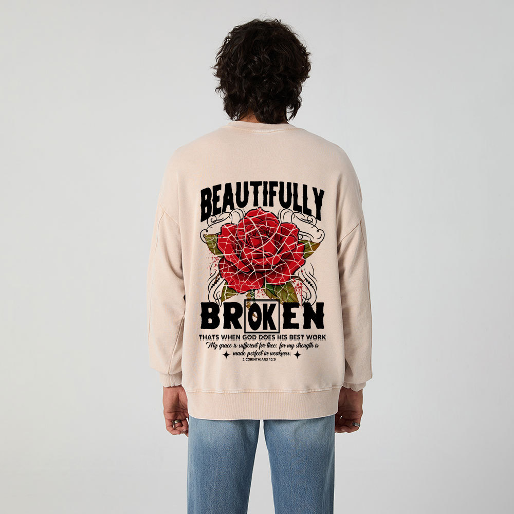 Beautifully Broken Christian Washed Sweatshirt
