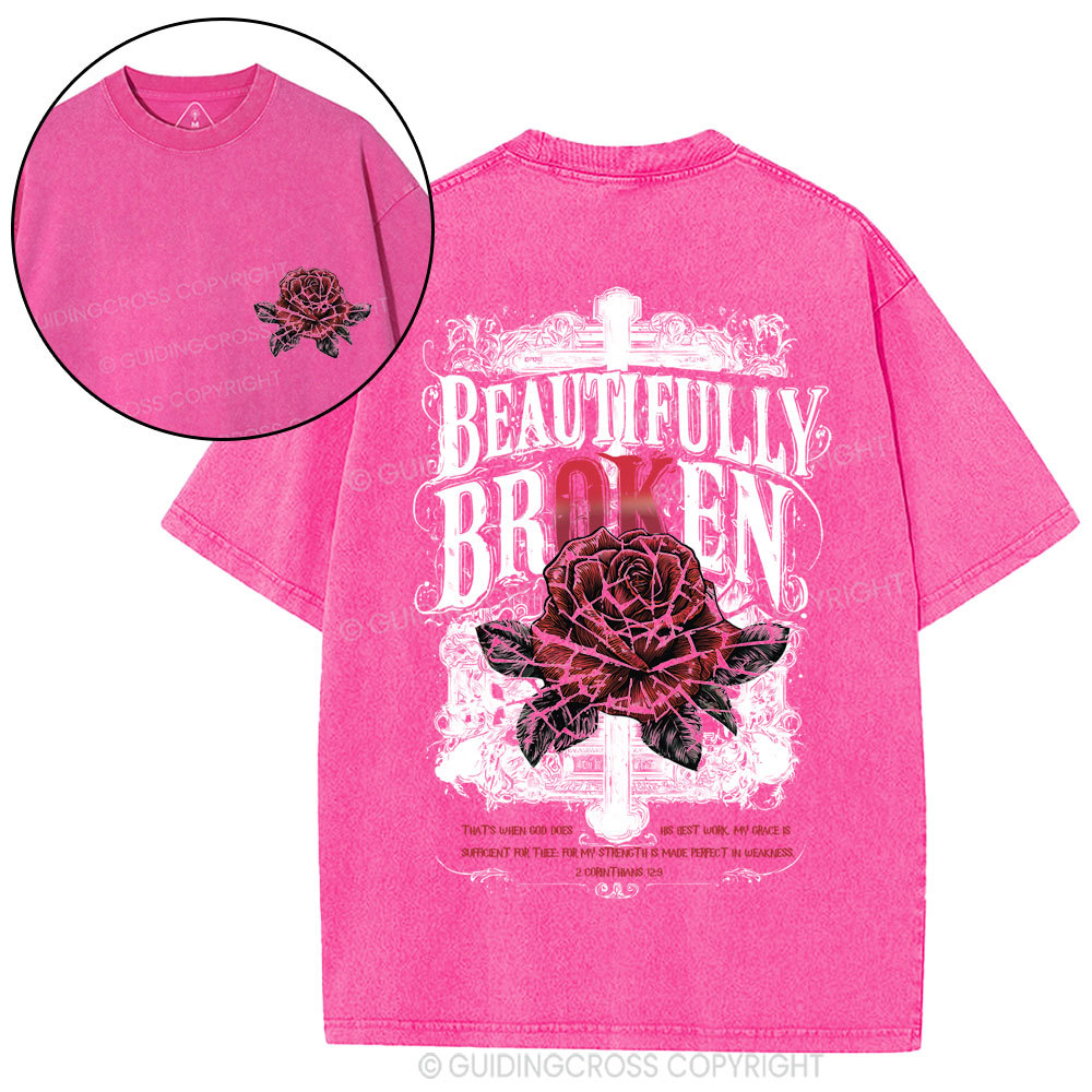Beautifully Broken Cross Christian Washed T-Shirt