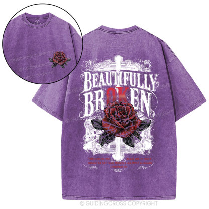 Beautifully Broken Cross Christian Washed T-Shirt