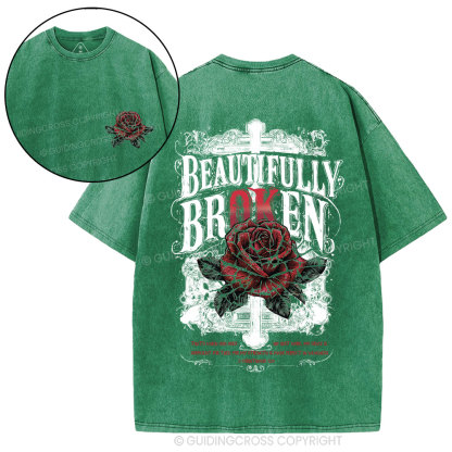 Beautifully Broken Cross Christian Washed T-Shirt
