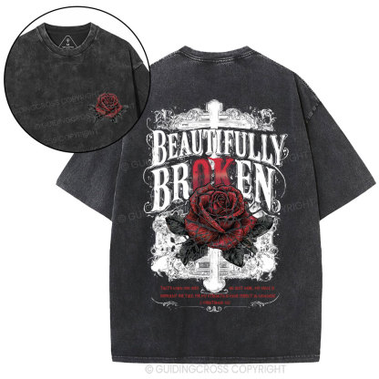 Beautifully Broken Cross Christian Washed T-Shirt