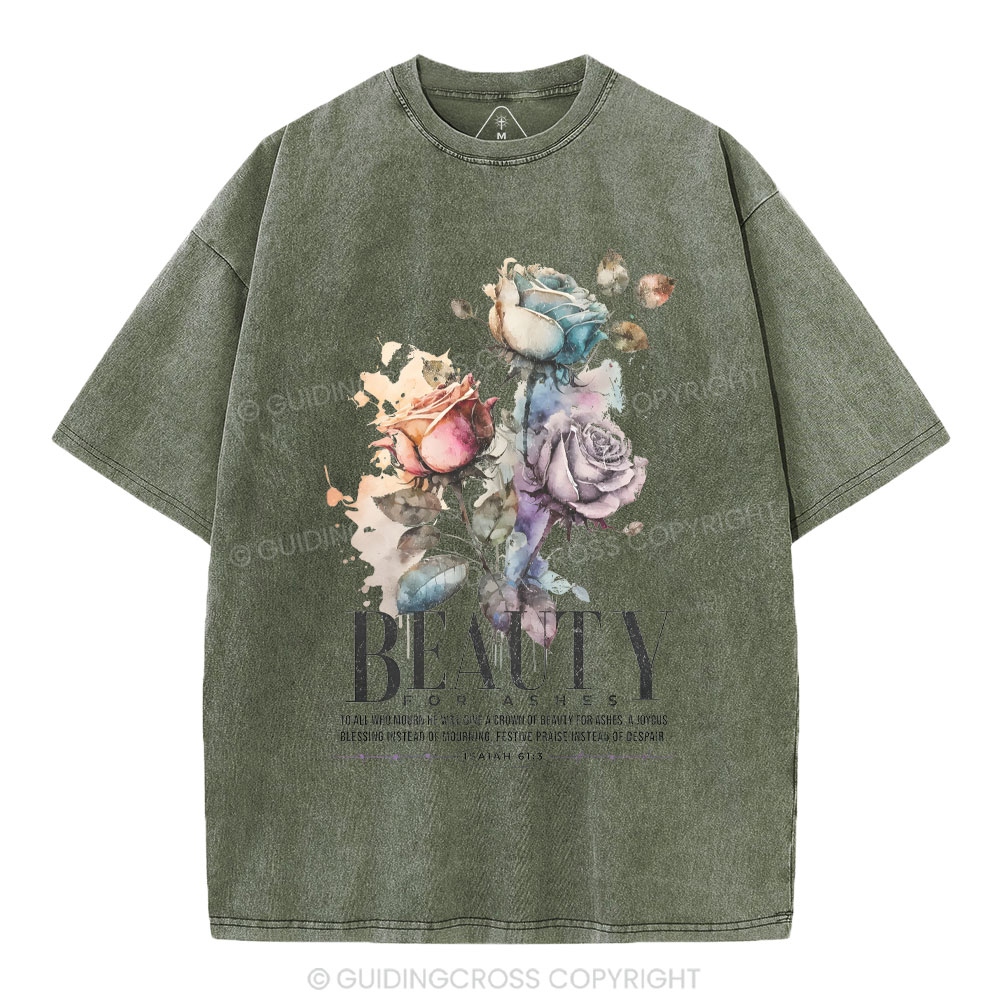 Beauty For Ashes Christian Washed T-Shirt