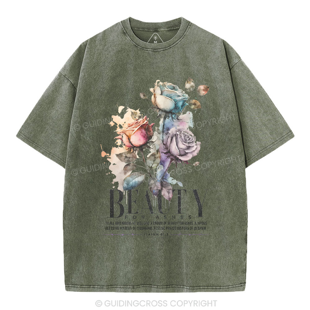 Beauty For Ashes Christian Washed T-Shirt