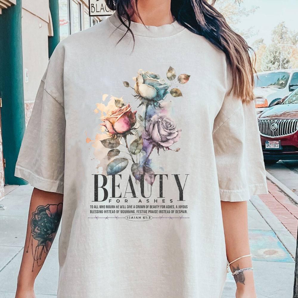 Beauty For Ashes Christian Washed T-Shirt