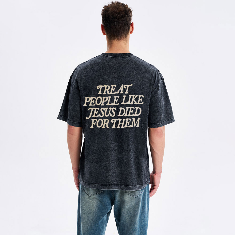 Because He Did Christian Washed T-Shirt