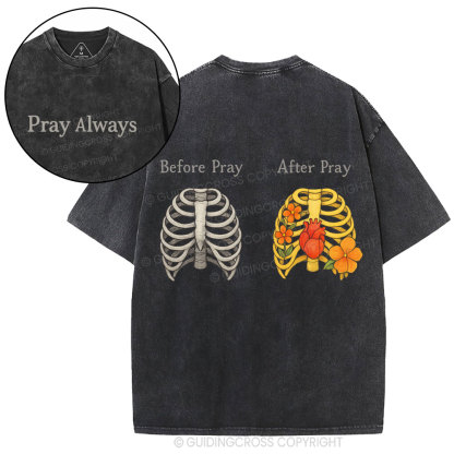 Before Pray After Pray Christian Washed T-Shirt