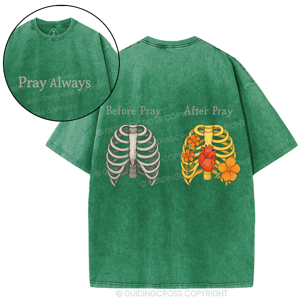 Before Pray After Pray Christian Washed T-Shirt