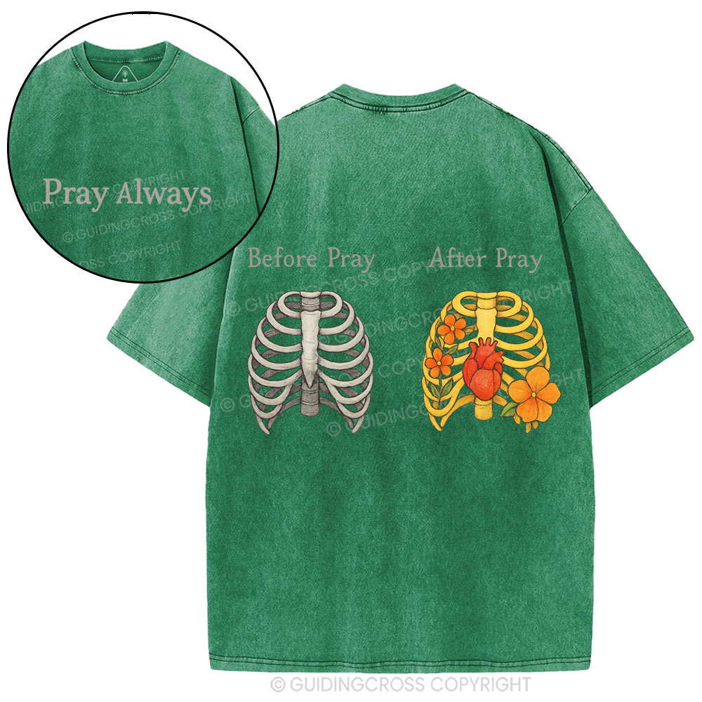 Before Pray After Pray Christian Washed T-Shirt