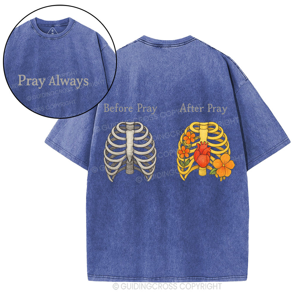 Before Pray After Pray Christian Washed T-Shirt