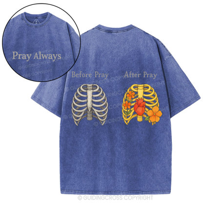 Before Pray After Pray Christian Washed T-Shirt