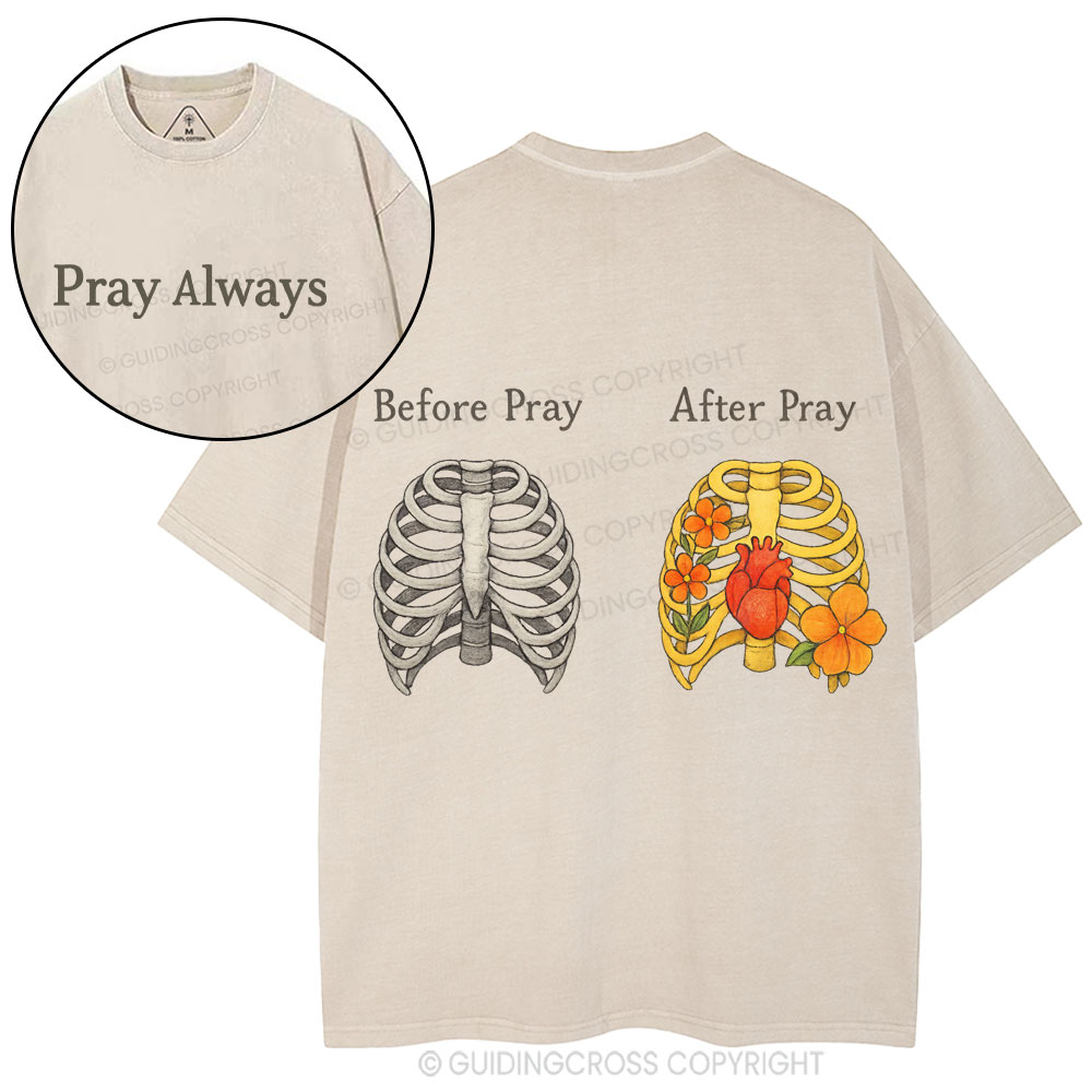 Before Pray After Pray Christian Washed T-Shirt