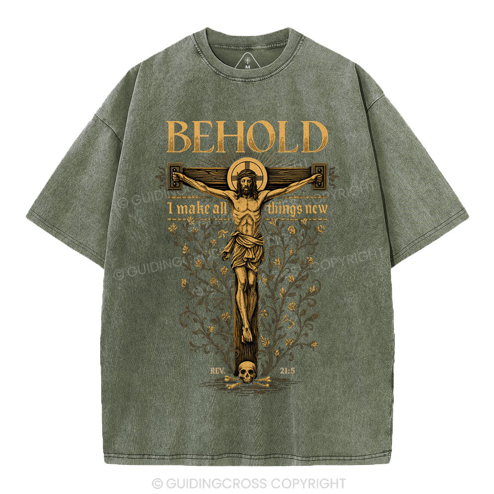 Behold I Make All Things New Christian Washed T-Shirt