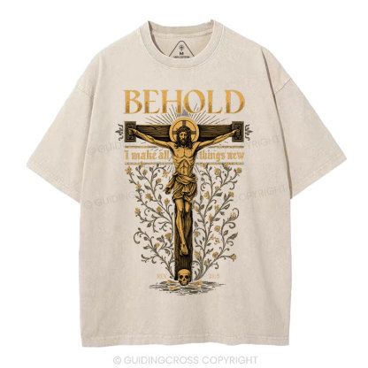 Behold I Make All Things New Christian Washed T-Shirt