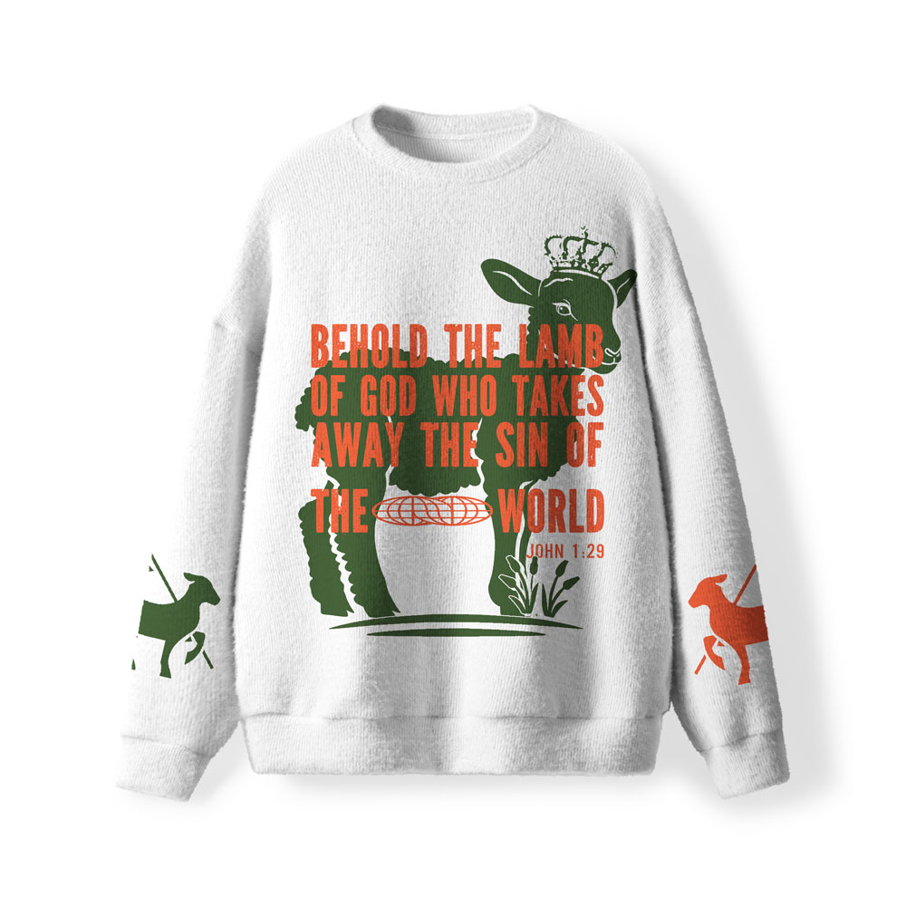 Behold The Lamb Furry Christian Lightweight Sweater