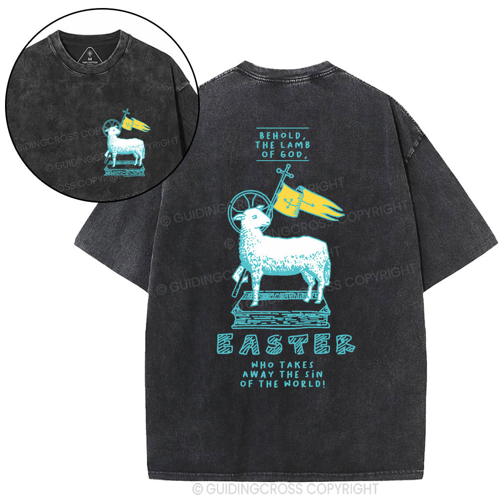 Behold The Lamb Of God Christian Washed T-Shirt