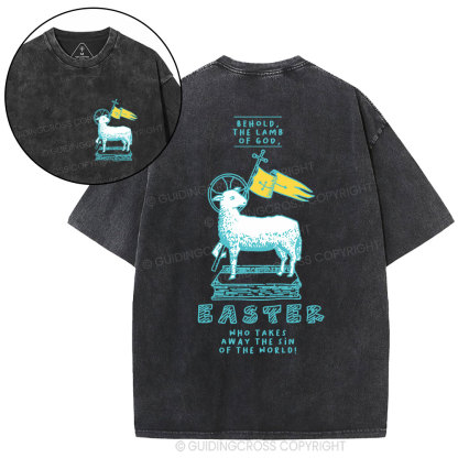 Behold The Lamb Of God Christian Washed T-Shirt